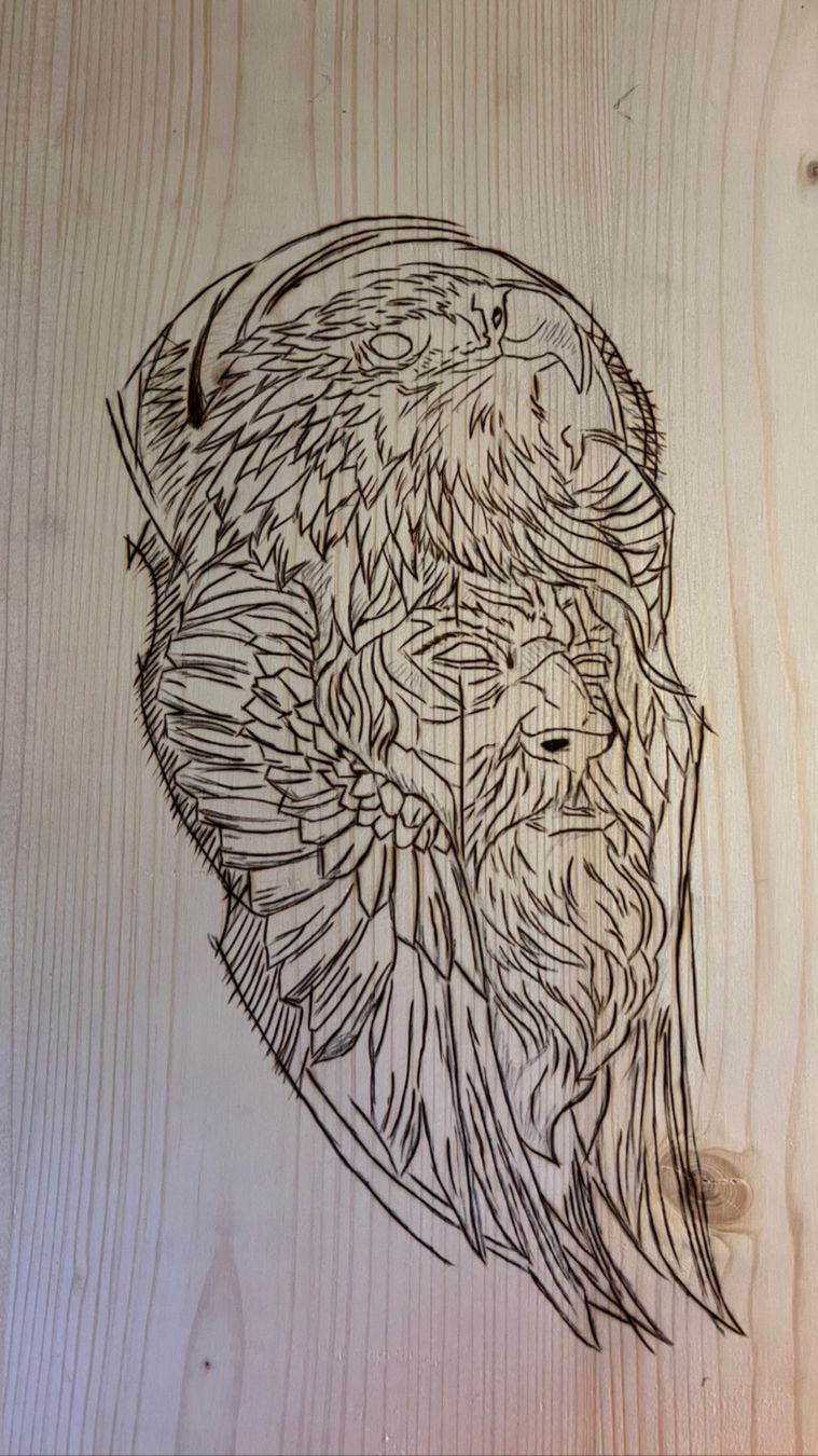 Poster & Bilder: Holzbrett / Brandmalerei / Odin – Gebraucht aus Sternenberg von Coocoo 5