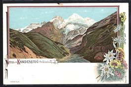 Litho Kandersteg, Blümlisalp mit Bergpa