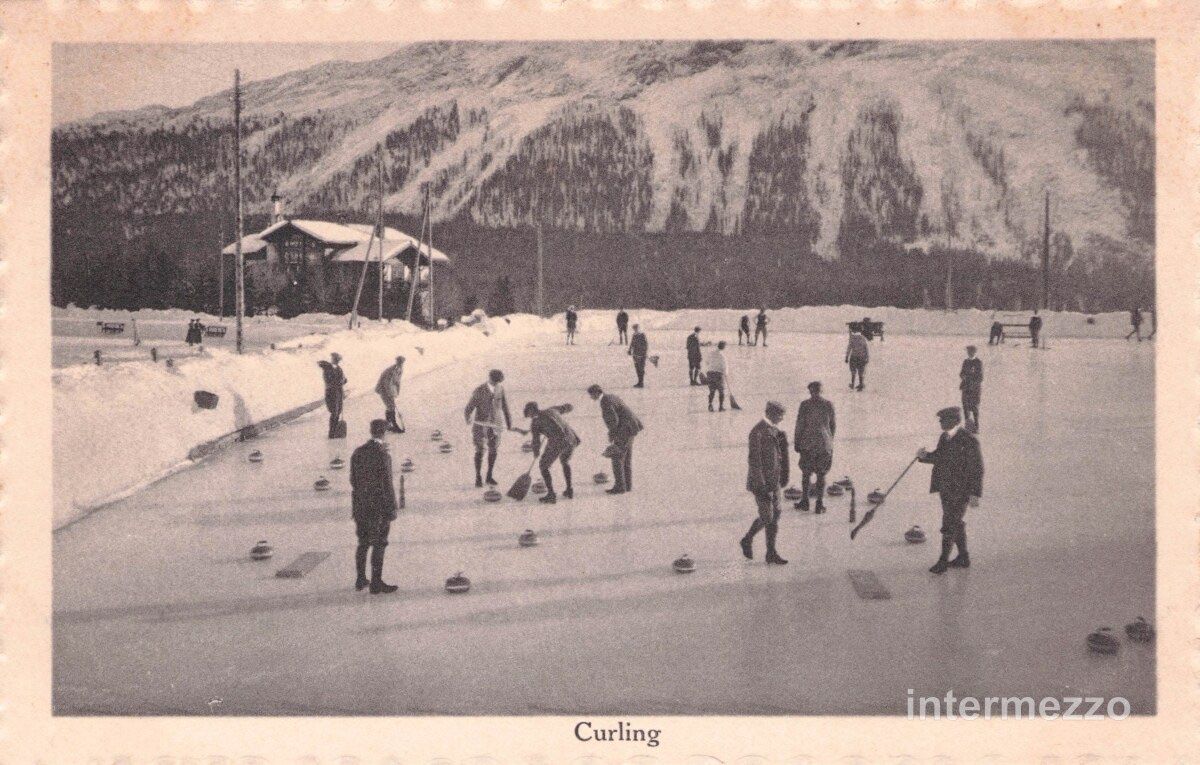 Cartoline postali: St. Moritz GR // ca. 1910 Curling // Winter – Usato da Basel venduto da intermezzo12