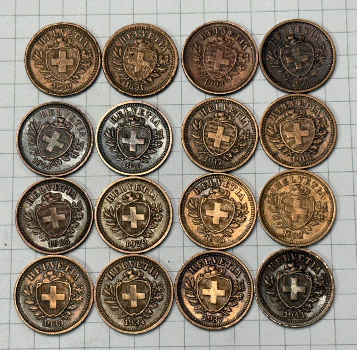 Tutti le monete: Sammlung 1 Rappen 1890-1941  – Usato da Zürich venduto da daki81