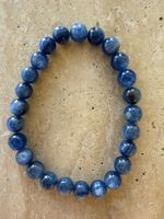 Blauer Kyanit Armband 7mm Elastisch Edler Edelstein Schmuck