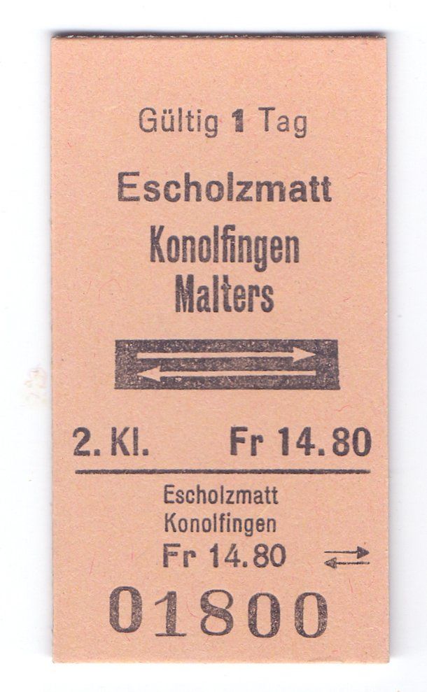 Biglietti: Billette Eschholzmatt - Konolfingen - Malters – Usato da Langenthal venduto da Sammlungs_aus