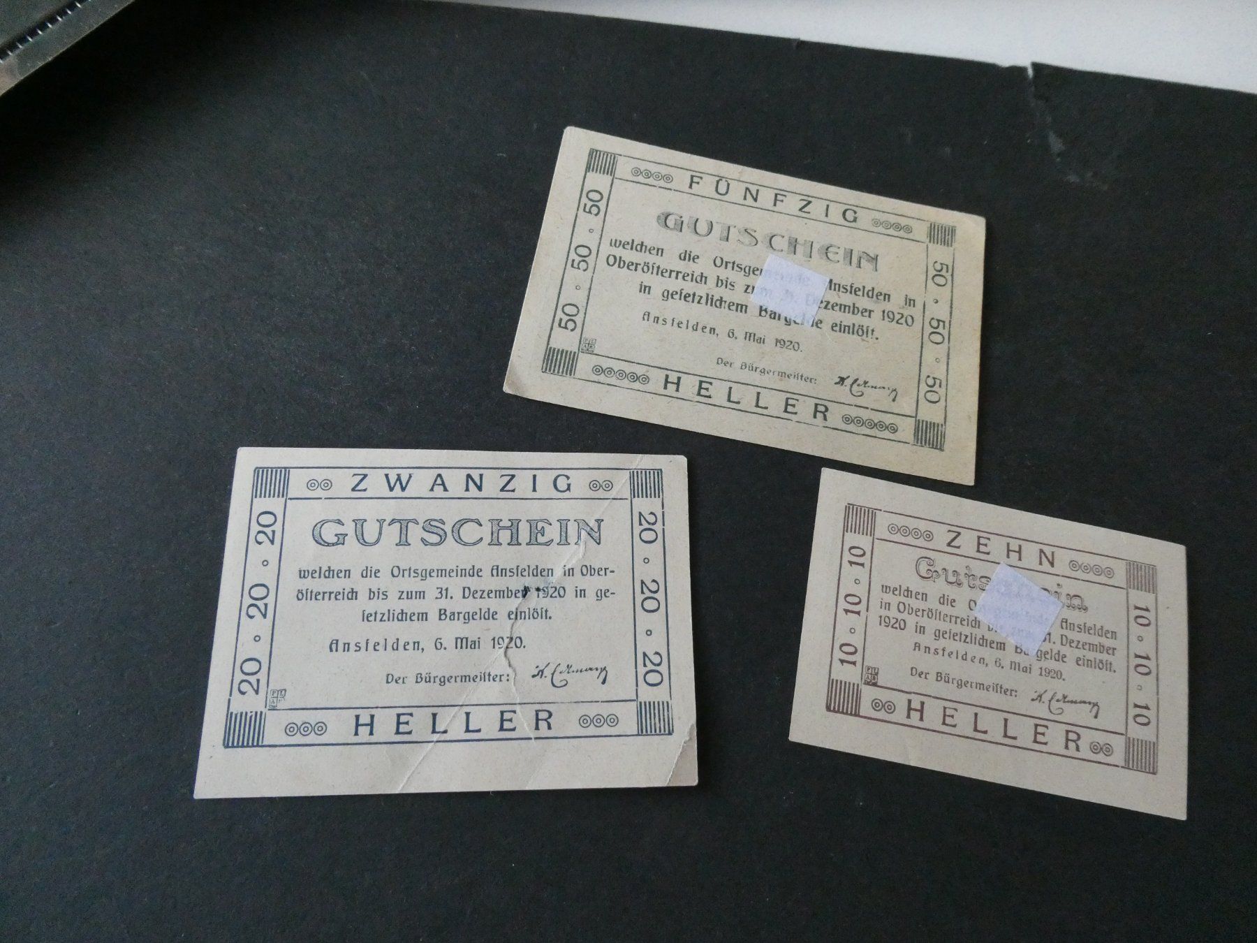 Banknoten: Oesterreich, Ansfelden  - Notgeldscheine – Gebraucht aus Hinterforst von Rohusri 1