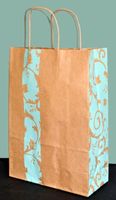 Tragtaschen 22/10 x 31 cm Muster Türkis