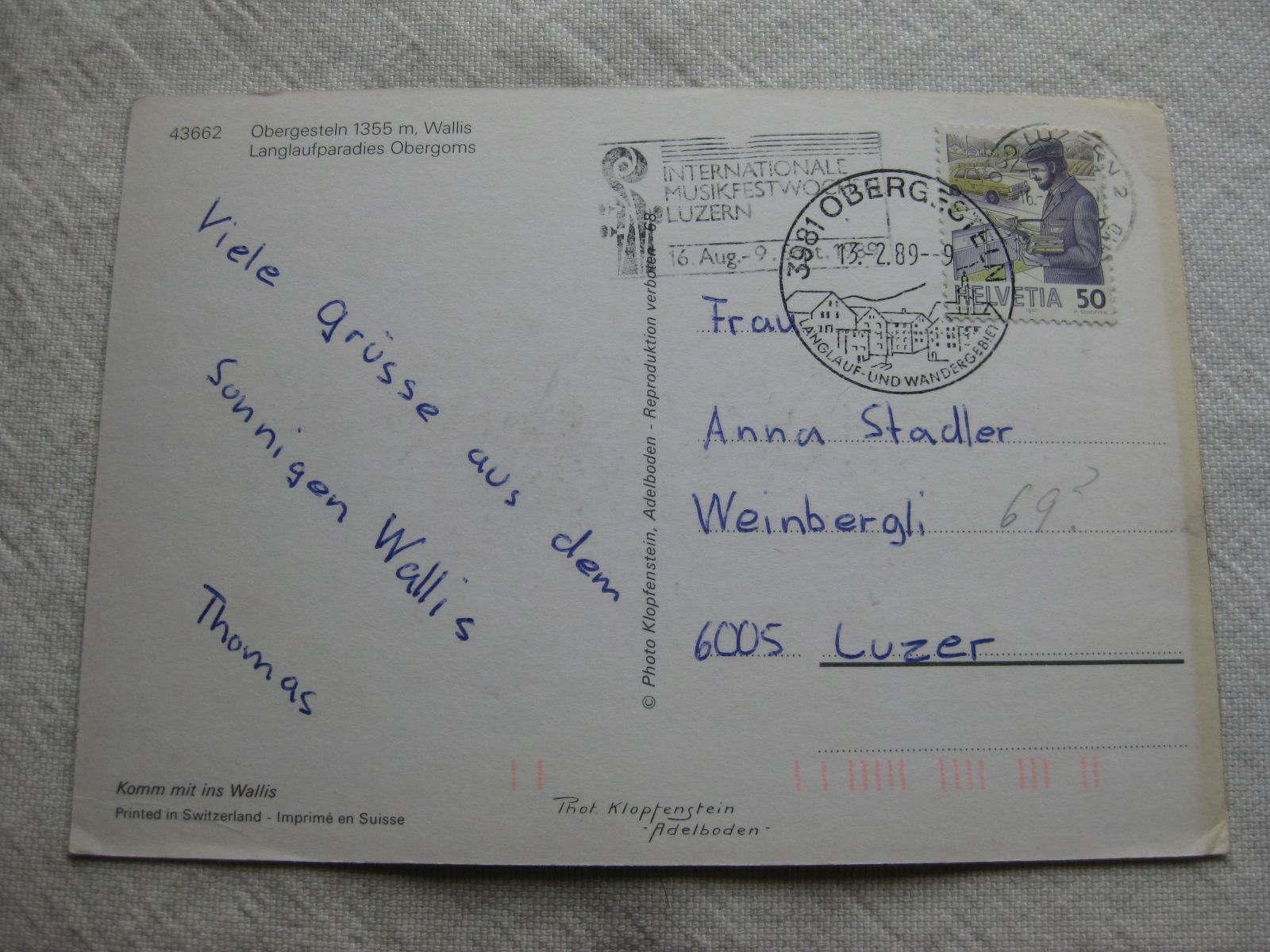 Cartoline postali: Obergesteln mit FO Zug – Usato da Malters venduto da Marosko 1