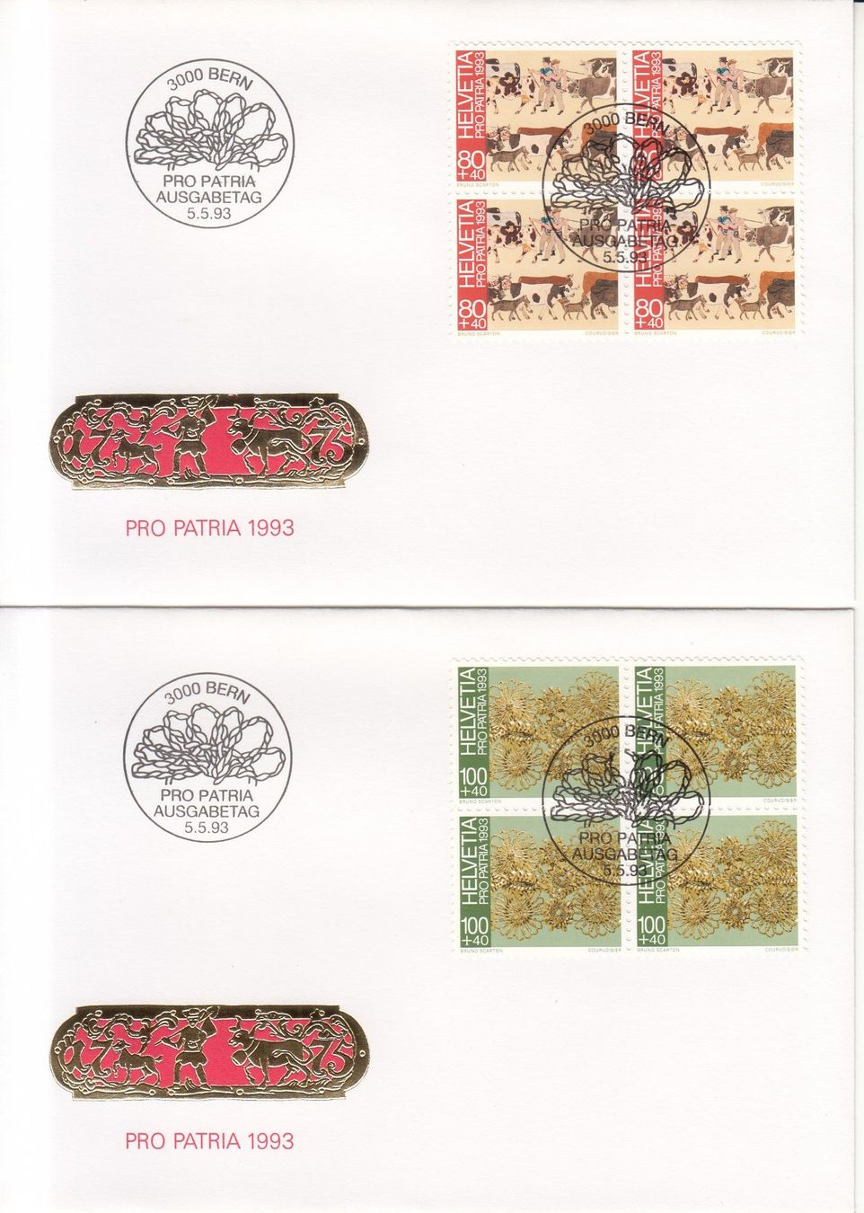 Alle Briefmarken: SBK B239 - B242 im 4er-Block FDC – Gebraucht aus Bürglen TG von StampGraf 2