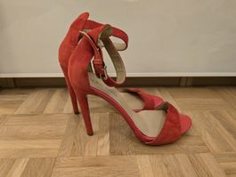 Sandales à brides en daim rouge-orange Mai Piu Senza