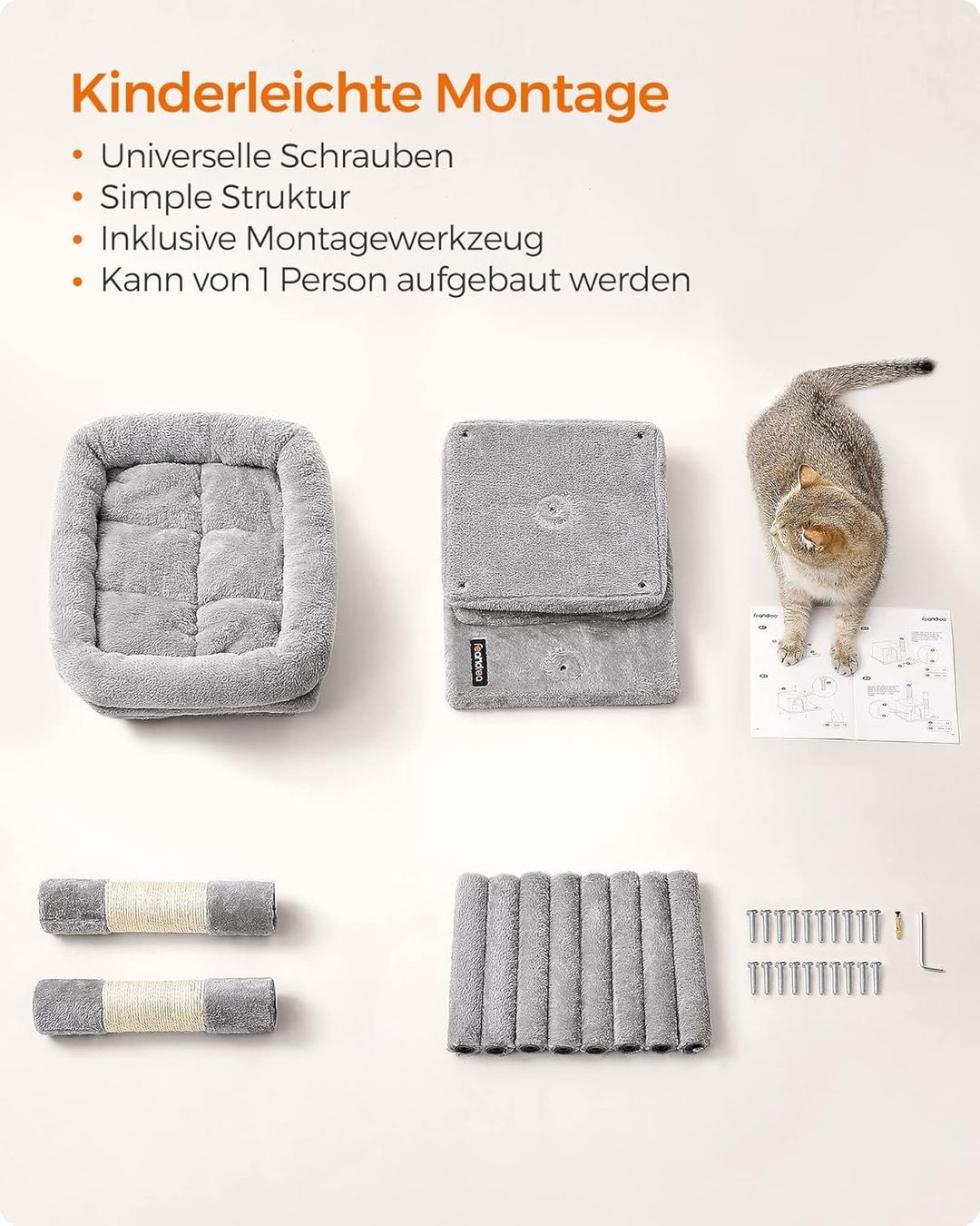 Katzenbaum - Kratzbaum: Kratzbaum Katzenbaum mit Katzenhaus Sisal Hellgrau – Neu und originalverpackt aus Schaffhausen von AllesMussRaus90 4