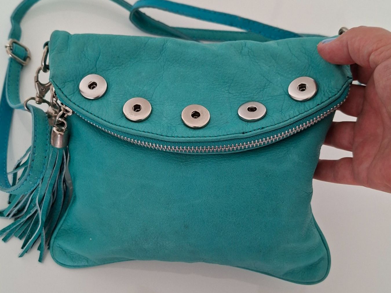 Vera Pelle Borse da donna: Sac Italien en Cuir Véritable Turquoise – Nuovo (secondo la descrizione) da Lutry venduto da Sim_Sta 8