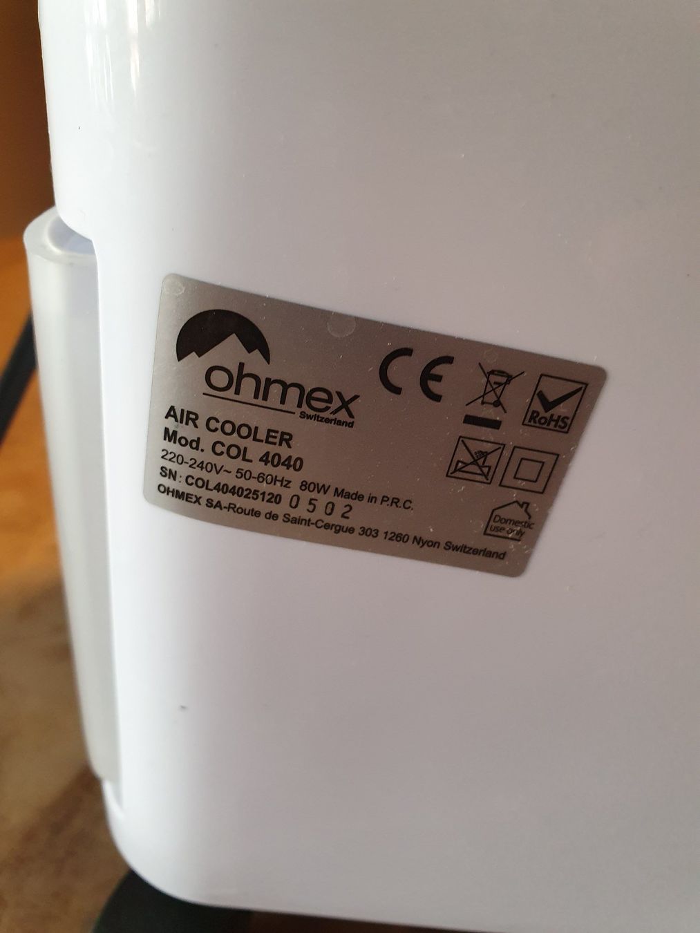 Ohmex Condizionatori: Ohmex Air Cooler COL 4040 – Usato da Zürich venduto da loosebone 4