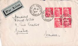 FLUGPOST Paris-Geneve 1946  mit 5x Marianne, ab 1.--