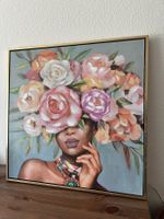 Wohnzimmerbild 60cm x 60cm Woman & Flowers Beautiful