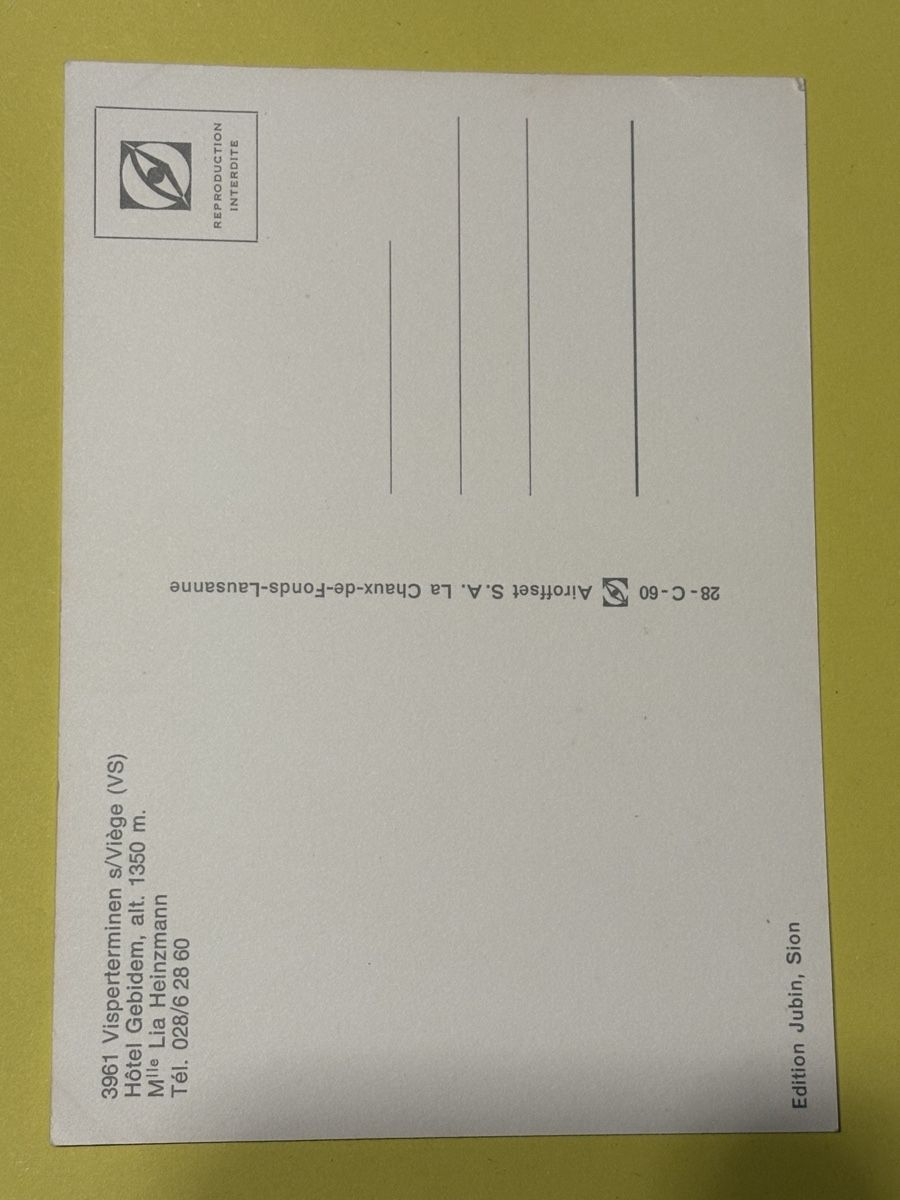Cartoline postali: AK von Hotel Gebidem / Visperterminen – Usato da Rümlang venduto da Kartenpost1 1