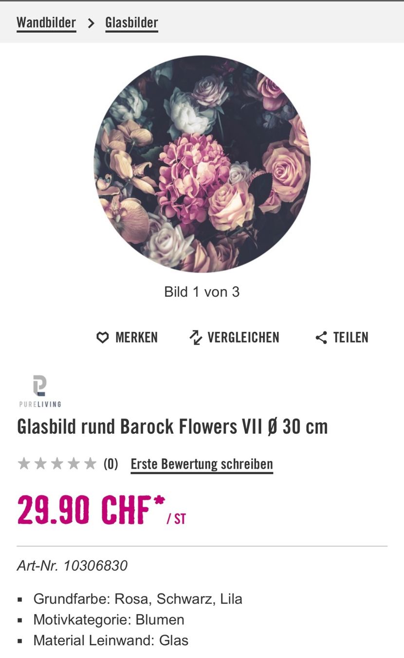 Poster & Bilder: 3 Glasbilder Blumen – Gebraucht aus Hirzel von ange4586 2