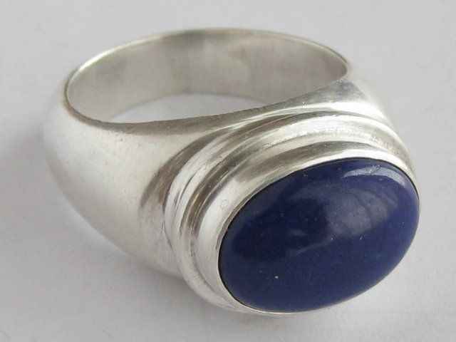 Anelli: Vintage massiv Ring Silber 925 Lapislazuli  / Gr. 58 – Usato da Ermatingen venduto da Decovin 1