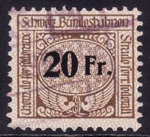 Eisenbahnmarke ZNr. 72y (Ausgabe 1940/44) gestempelt