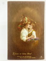 Fotopostkarte Frau mit Pferd Handkoloriert - um 1920 Antik