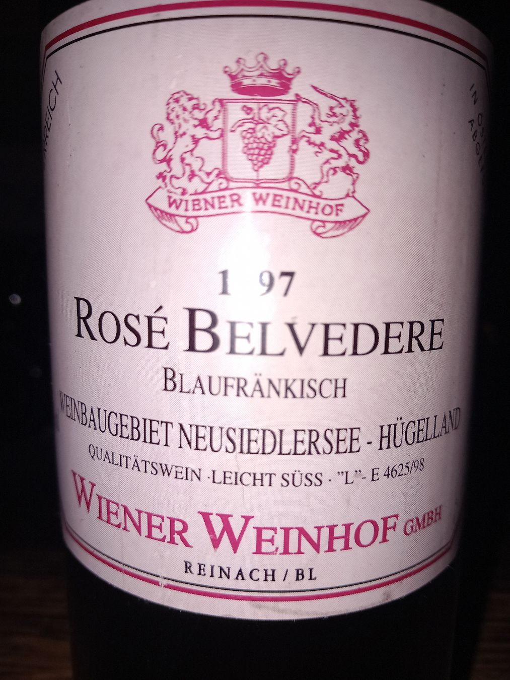 Vino: Rosé belvedere Blaufrankisch 1997 – Nuovo e nell'imballaggio originale da Le locle venduto da juliensaran