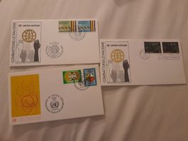3 enveloppes premier jour Nations Unies - Racisme!