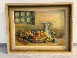 84.5x65/Bilderrahmen mit Öl Gemälde Stillleben/ E. Giger🍂