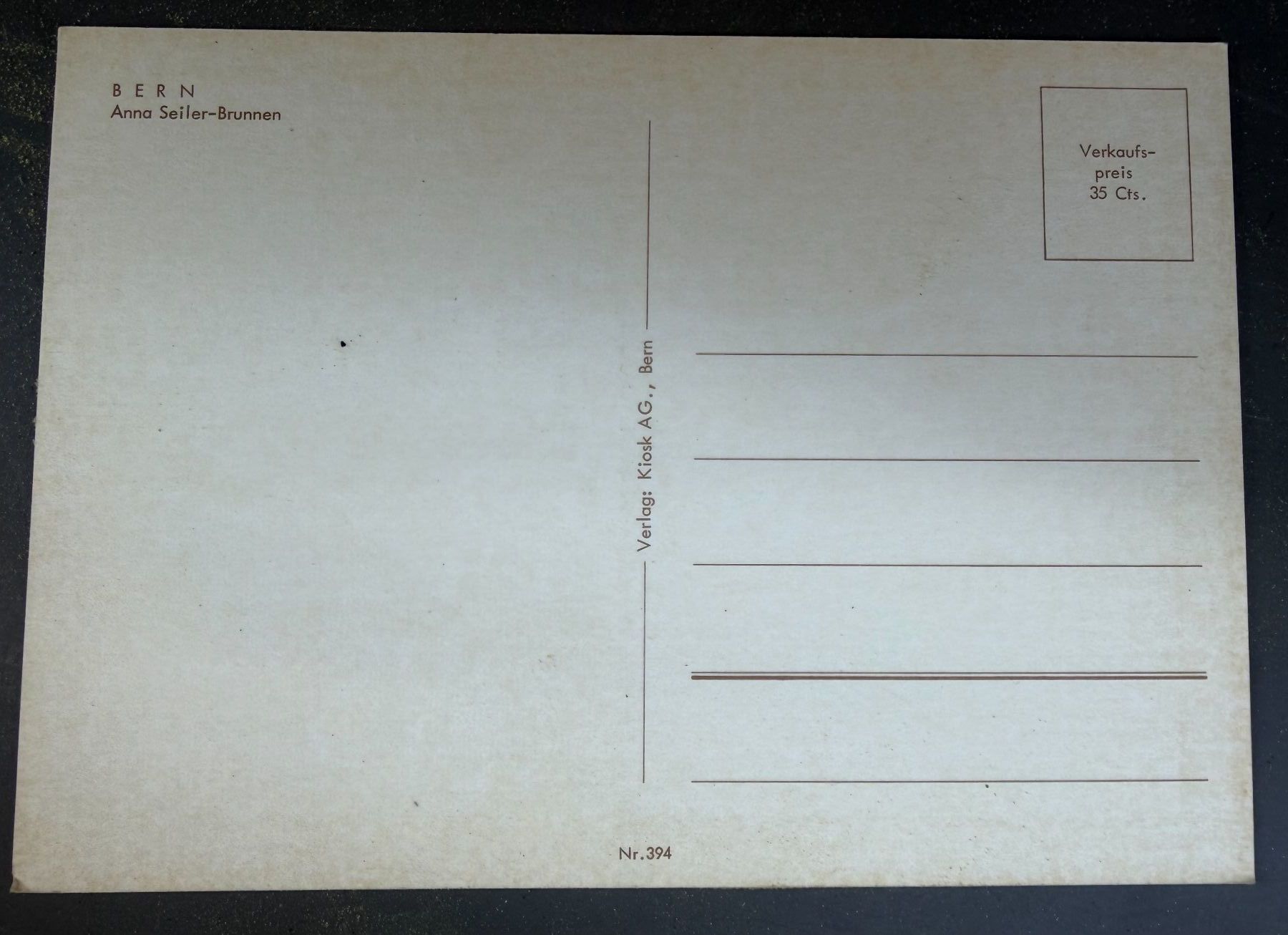 Cartoline postali: BERN - Anna Seiler - Brunnen -  Ansichtskarte – Usato da Tegerfelden venduto da siebenmacky 1