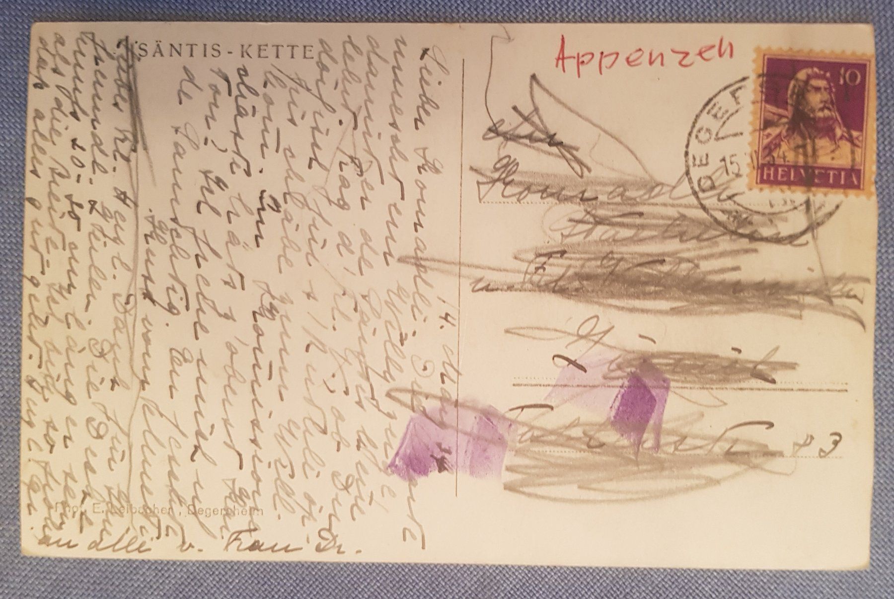 Cartoline postali: RAR: Säntis-Kette 1934 – Usato da Melchnau venduto da Fishel 1