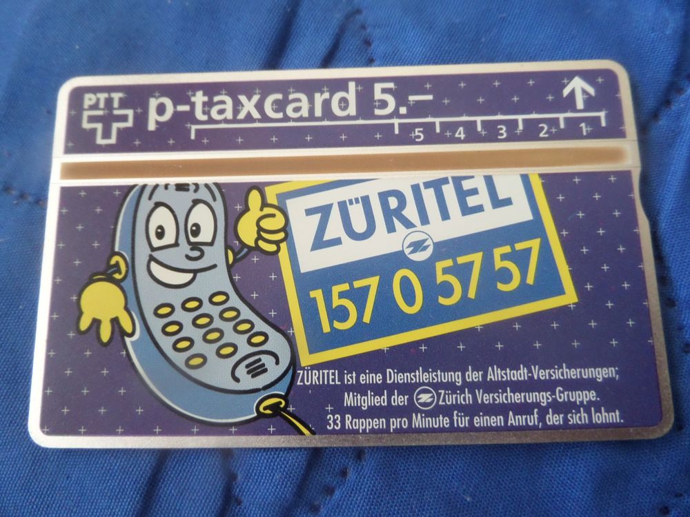 Swisscom Cartes de téléphone: Alte PTT Taxcard Fr. 5.- Züritel, Rarität, Top Zustand! – Neuf (Voir description) à Thun par ang_7pwg