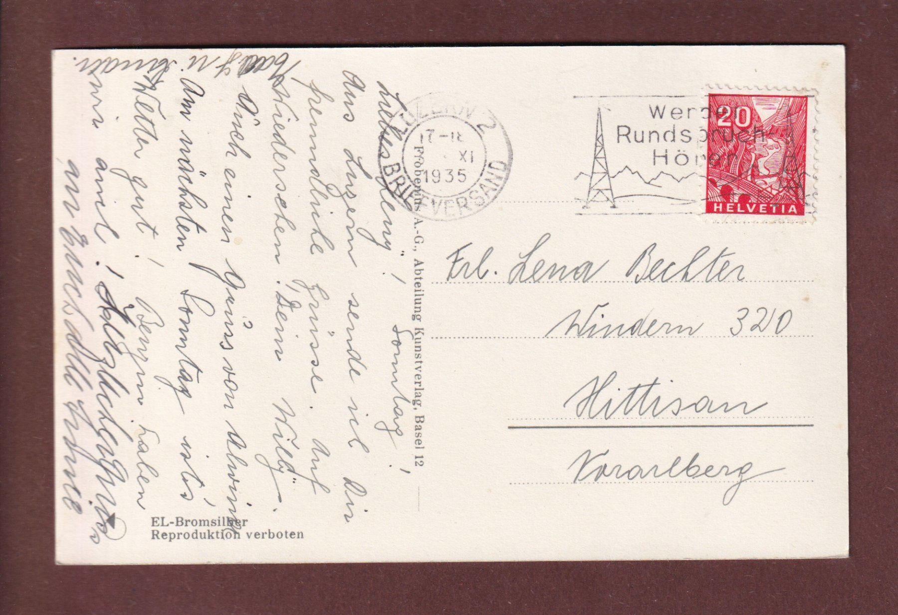 Cartoline postali: LUZERN - Hofkirche - Pilatus - 1935 – Usato da Pully venduto da nicecards 1