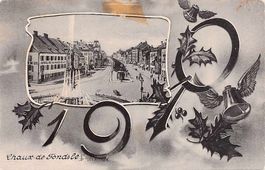 La Chaux-de-Fonds, voeux année 1910, circulée 1909