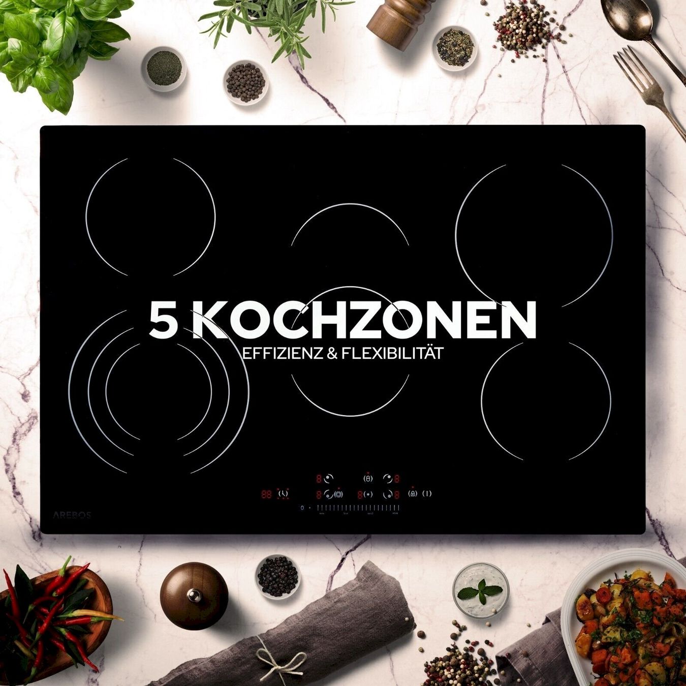 Cucine: Arebos AR-HE-GK5N Glaskeramikkochfeld – Nuovo e nell'imballaggio originale da Bottighofen venduto da zaap 3