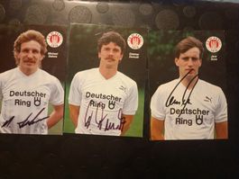 FC St. Pauli - 3x handsignierte alte Karten