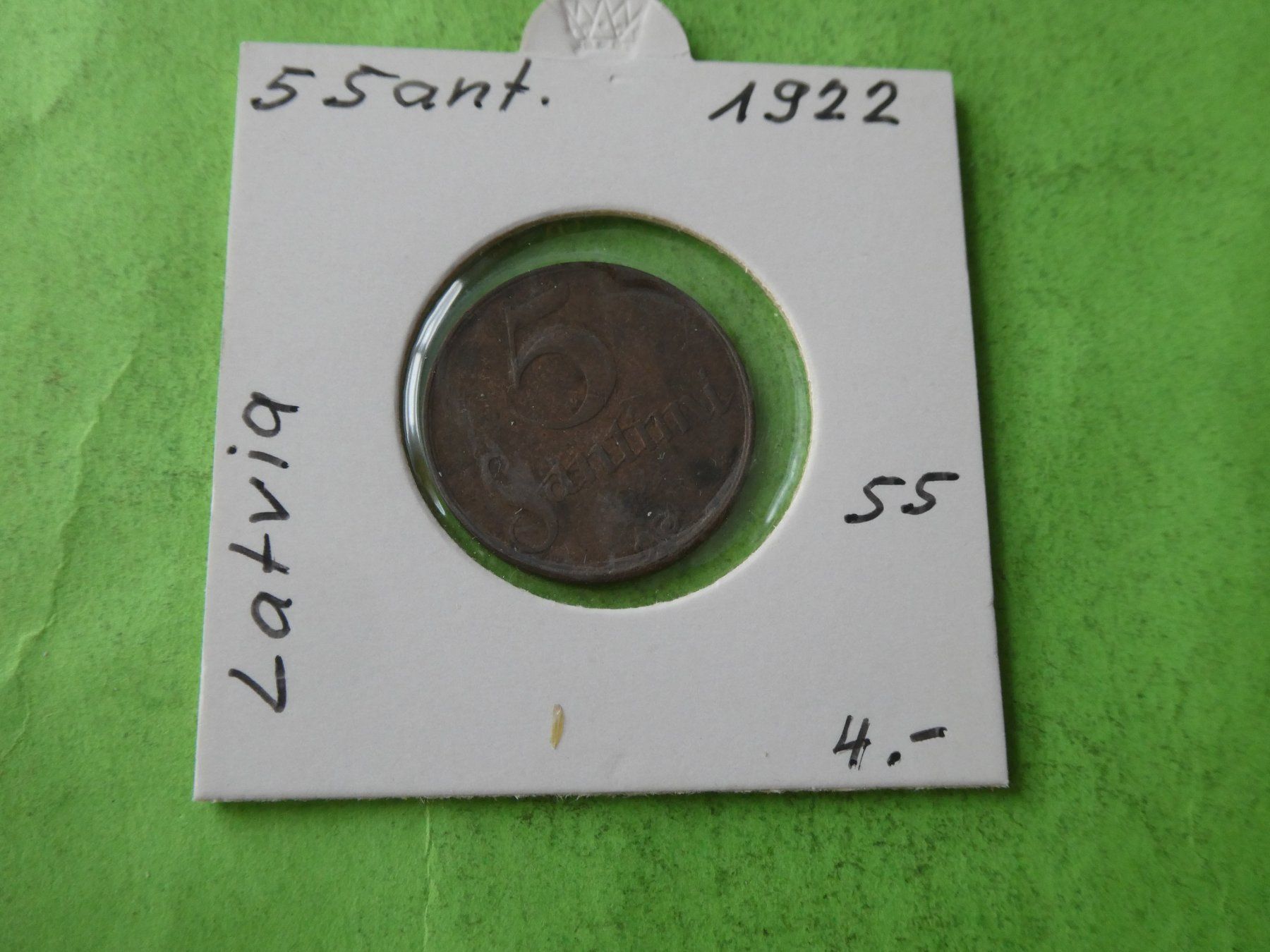 Tutti le monete: Llettland 1922, 5 Santimi – Usato da Hinterforst venduto da Rohusri