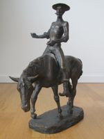 Don Quijote mit Pferd / Grosse Bronze Statuette / Signatur