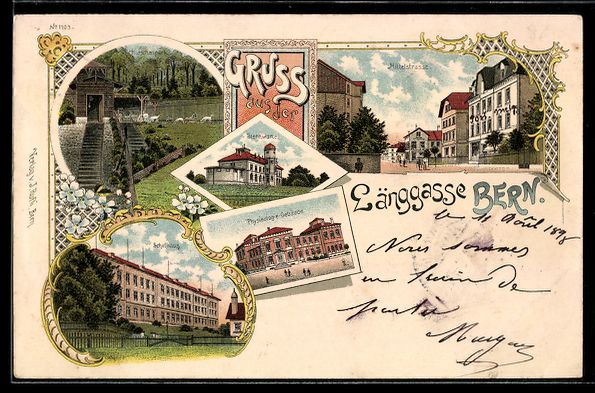 Cartes postales: Lithographie Bern, Langgässe, Mittelstraße, Sternwarte, Phys – D'occasion à Berlin par bartko-reher