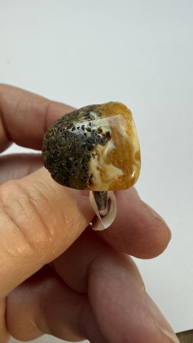 Anelli: Silberring, zweifarbige Bernstein, regulierbar – Nuovo e nell'imballaggio originale da Ebikon venduto da Leonidas2 4