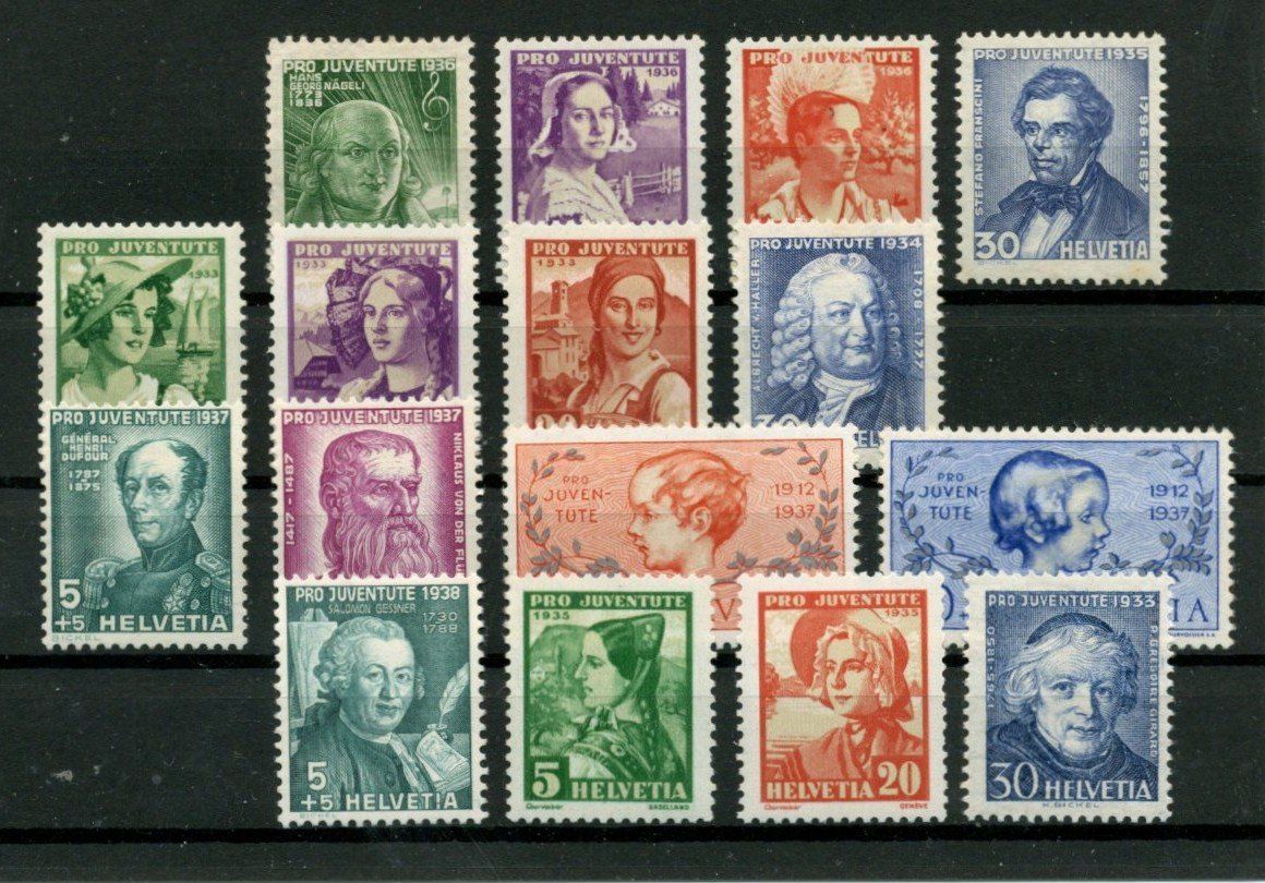 Alle Briefmarken: 4 ALTE PRO JUVENTUTE SÄTZE ** – Neu (gemäss Beschreibung) aus Sarmenstorf von Tricardo