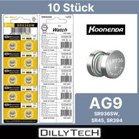 AG9/LR45/394/SR936SW Alkaline Koonenda Knopfbatterien-10 Stk