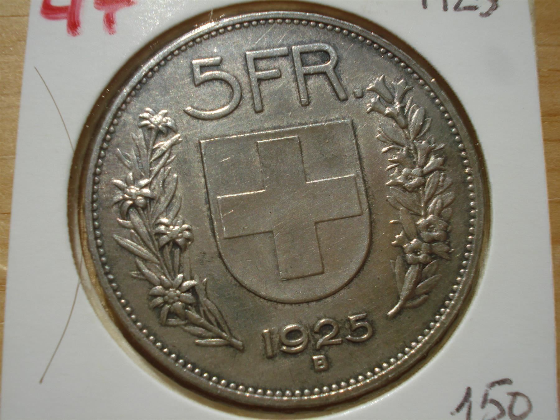 Alle Münzen: (47)  5 Franken  1925 – Gebraucht aus Erlach von Net-Coins 1