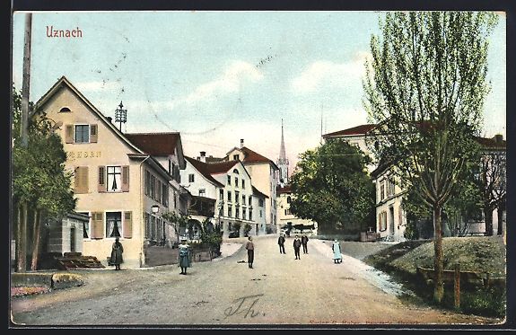 Cartoline postali: Uznach, Strassenpartie mit Blick auf den – Usato da Berlin venduto da bartko-reher
