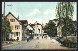 Uznach, Strassenpartie mit Blick auf den