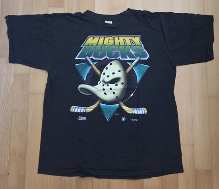 Vintage 1992 Salem Anaheim Mighty Ducks Hockey Black T-Shirt