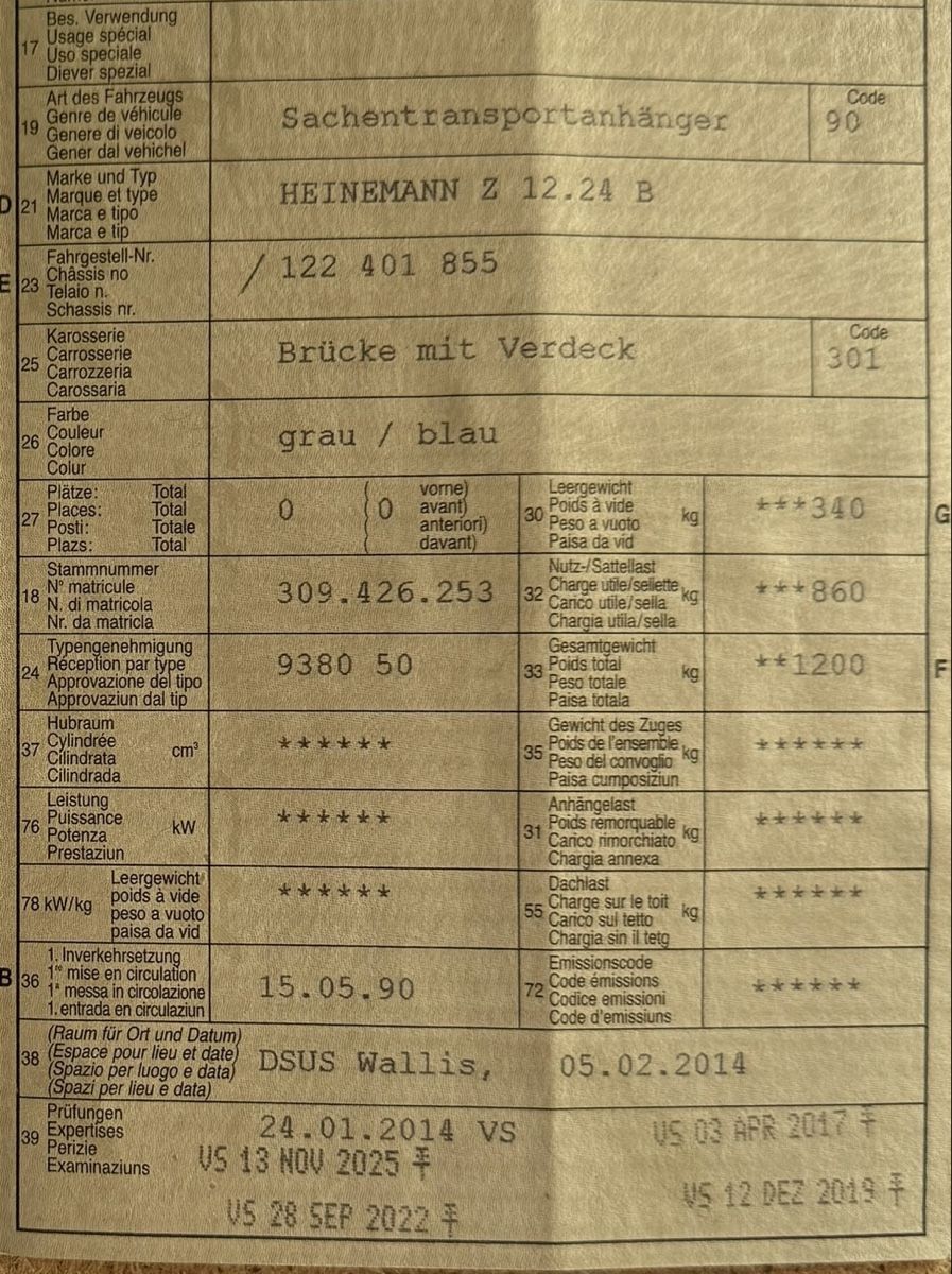 Heinemann Rimorchi: Anhänger Heinemann 1200kg – Usato da Gamsen venduto da Dominique87Seiler 1