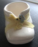 Keramik Babyschuh weiss, für Deko