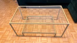 Couchtisch Glas Metall Goldfarben Modern Gebraucht