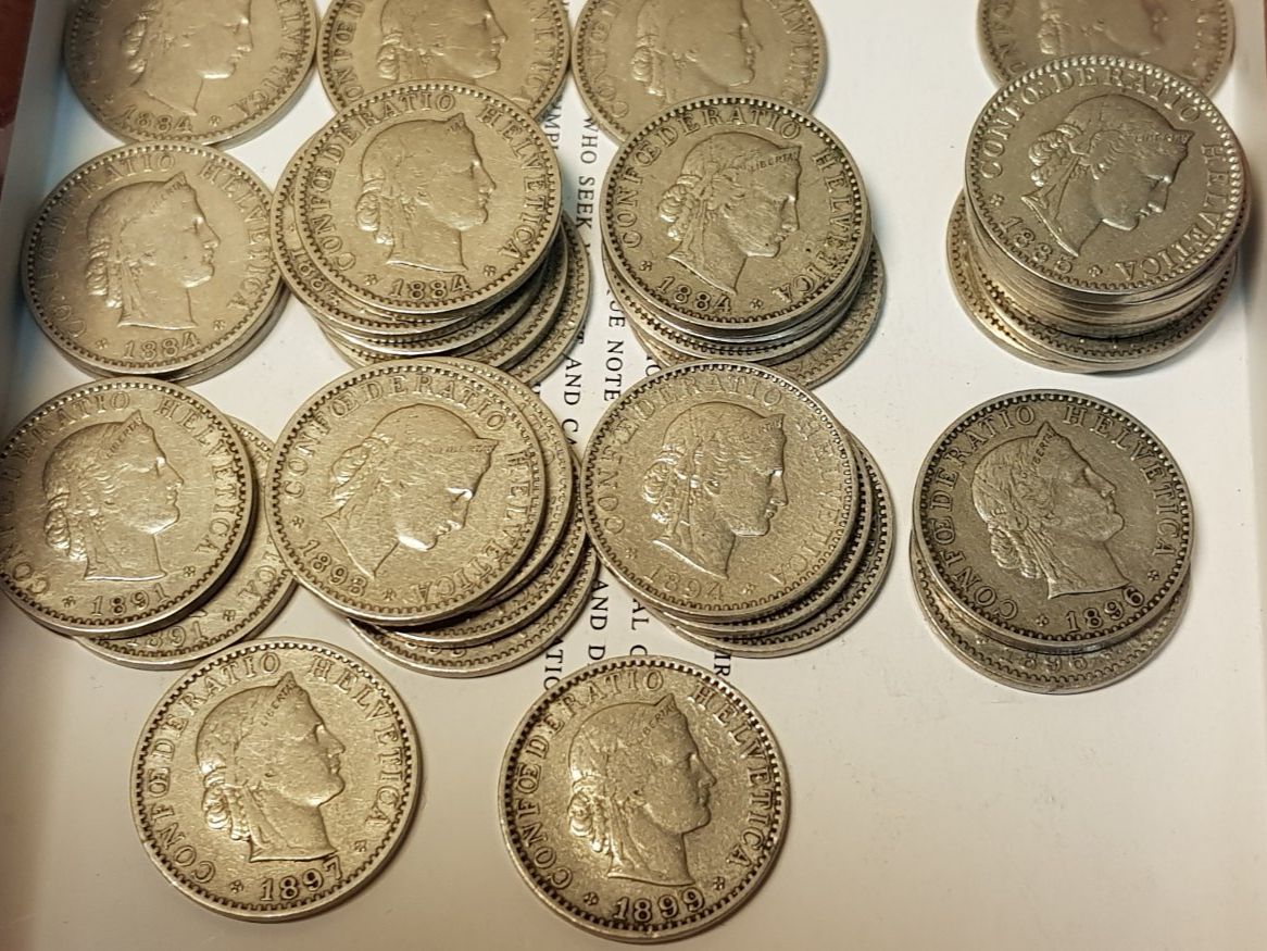 Tutti le monete: 452 Stk. 20 Rappen ab 1881 - ca. 1993. – Usato da Schöftland venduto da Topdeal4 1