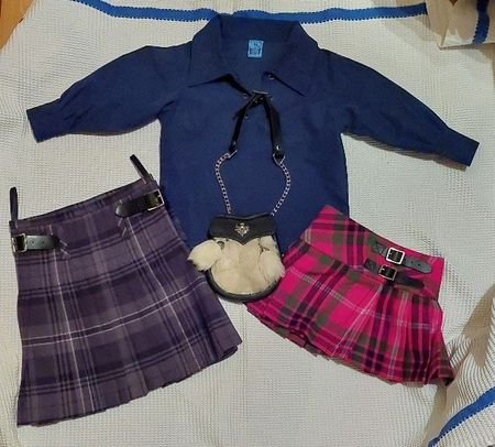 Schottisches Outfit: Kilt, Hemd & Sporran, NEU Gr. 3-4 Jahre