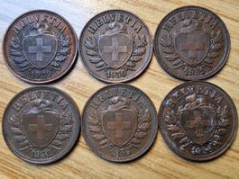Lot 2 Rappen 1929/38 - Lot 6 Stück!