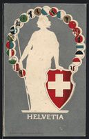 AK Helvetia mit Schild und Wappen, 1907
