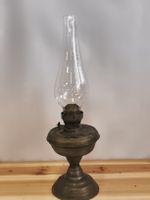 Öllampe Messing Glas Höhe ca. 41 cm antike Lampe(A61)