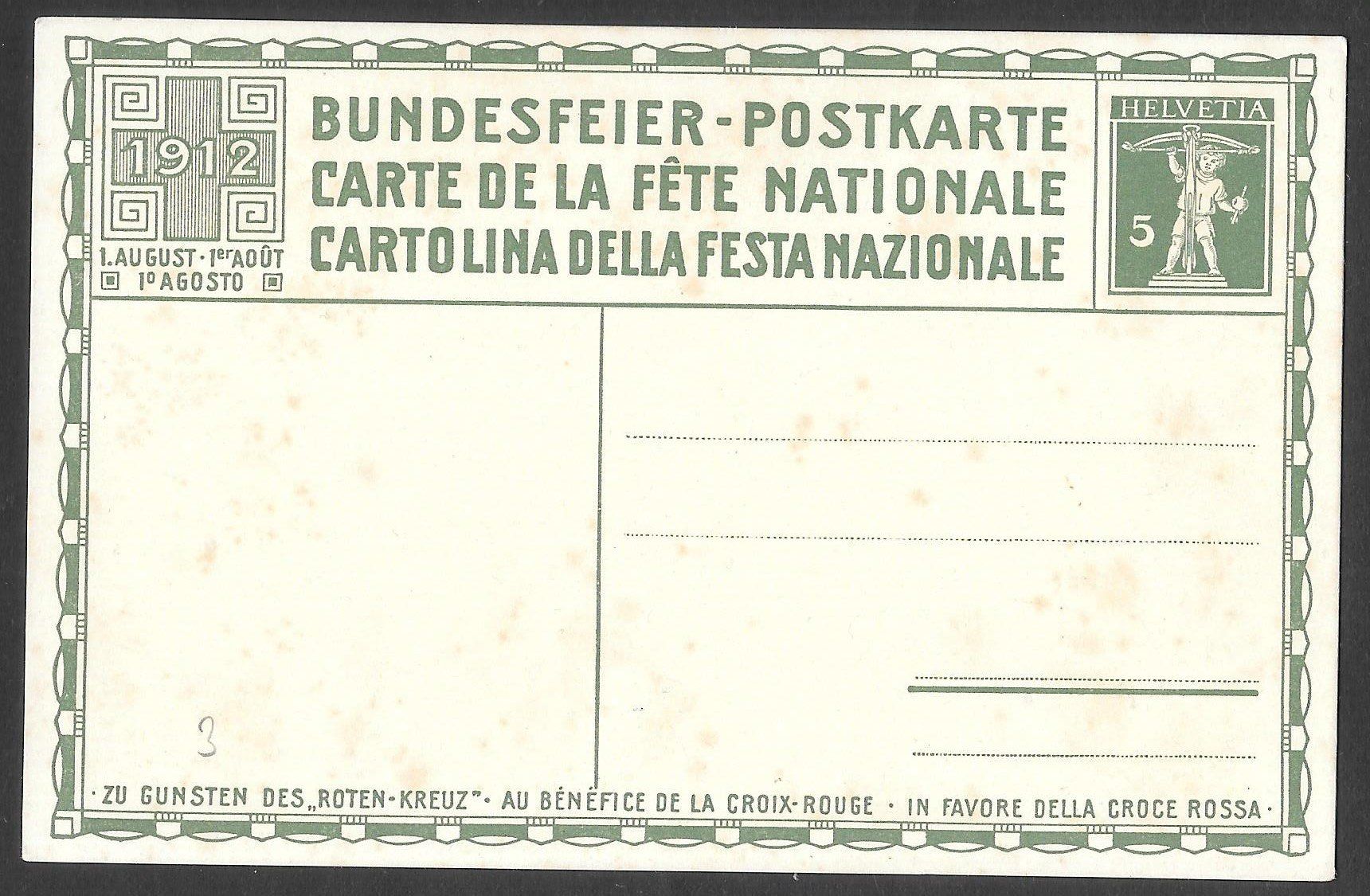 Alle Briefmarken: Bundesfeier-Postkarte Nr. 3 ** 1912 – Gebraucht aus Olten von clotaldi 1
